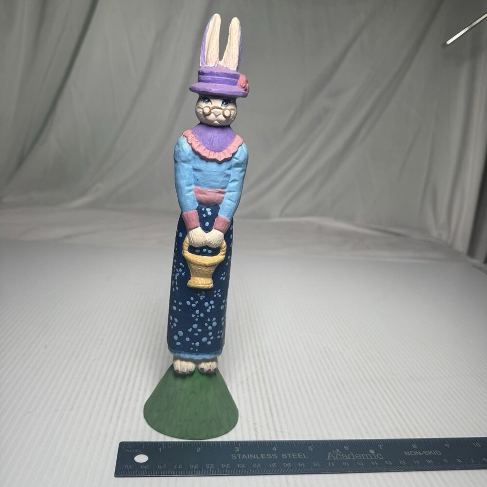 VTG Hand Painted Homemade Pencil Easter Bunny Rabbit Ceramic Spring Scioto